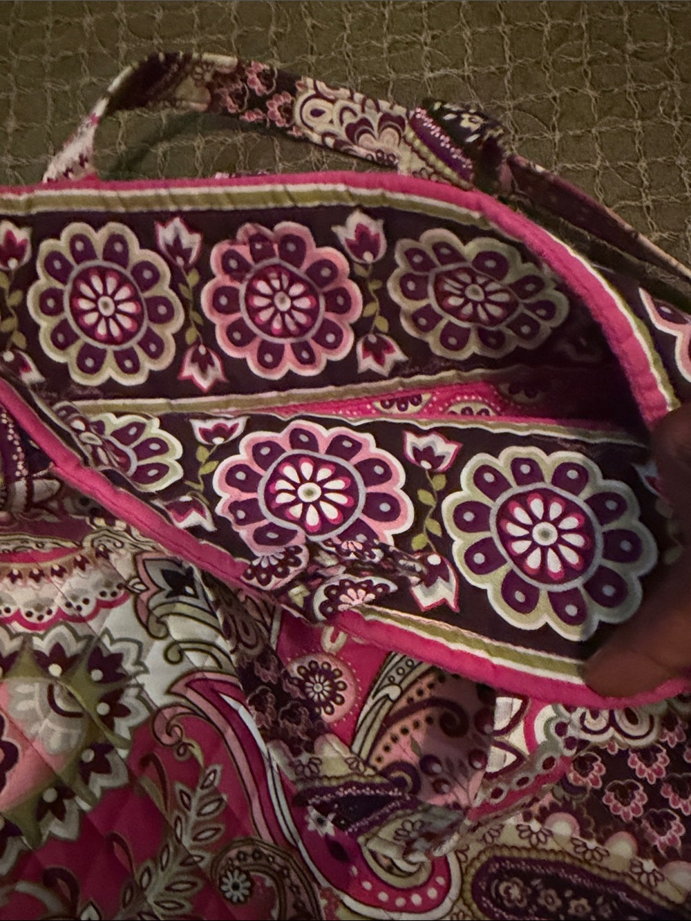 Vera Bradley Pink Paisley Quilted Tote with Floral Trim - Picture 8 of 8